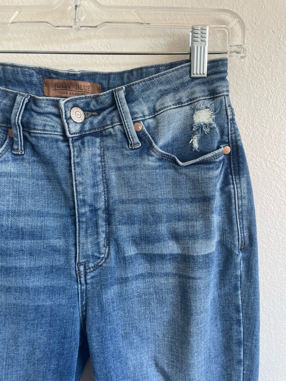 Judy Blue Women’s 7/28 Flare Jeans Medium Wash Stretch Denim Side Slit - Picture 8 of 12
